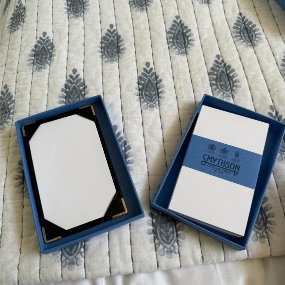 Smythson Black Notepad with Gold Trim